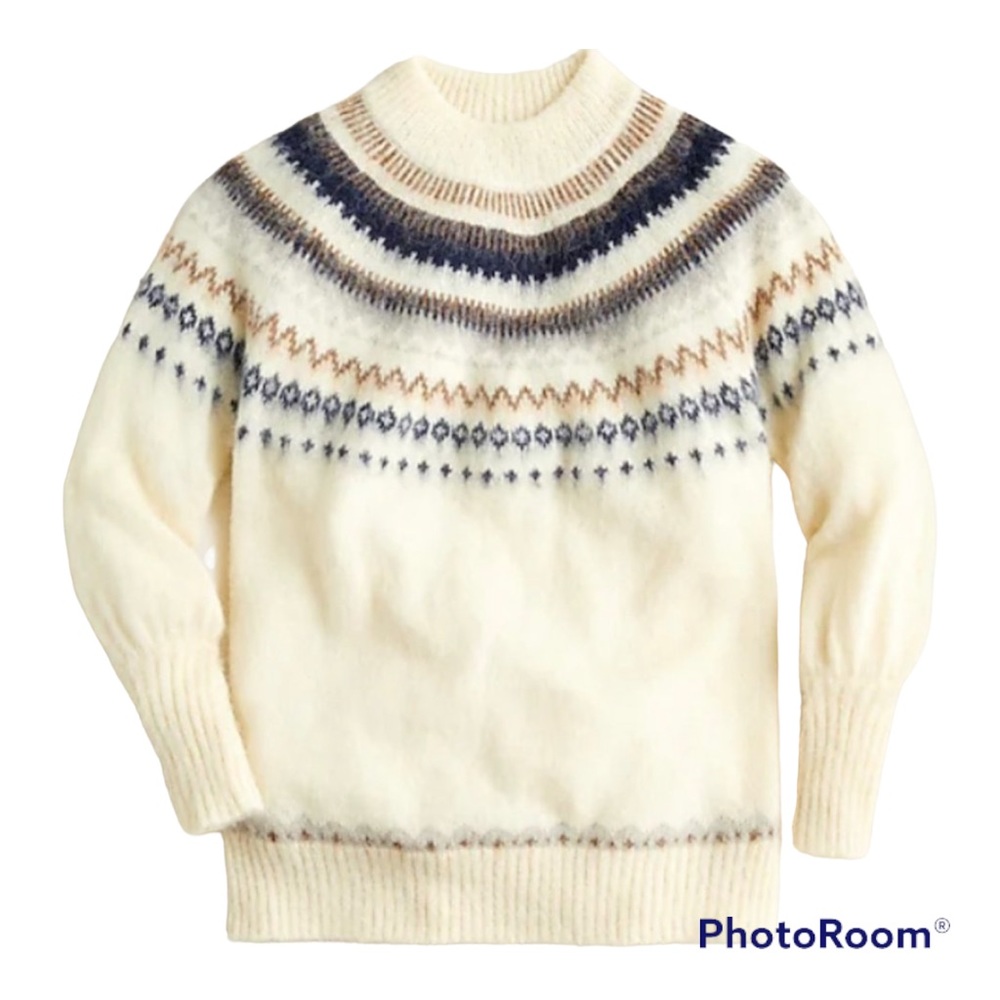 J. Crew Fair Isle Yoke Puff Sleeve sweater